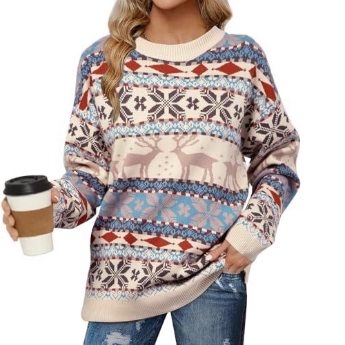 Women's Snowman Reindeer Letter Forest Print Sweatshirt
