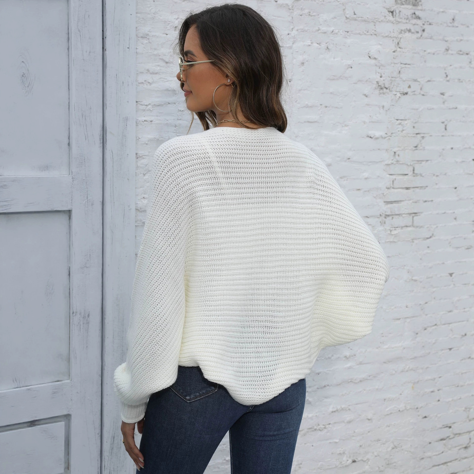 Batwing Sleeve Irregular Cardigan Sweater Short Jacket