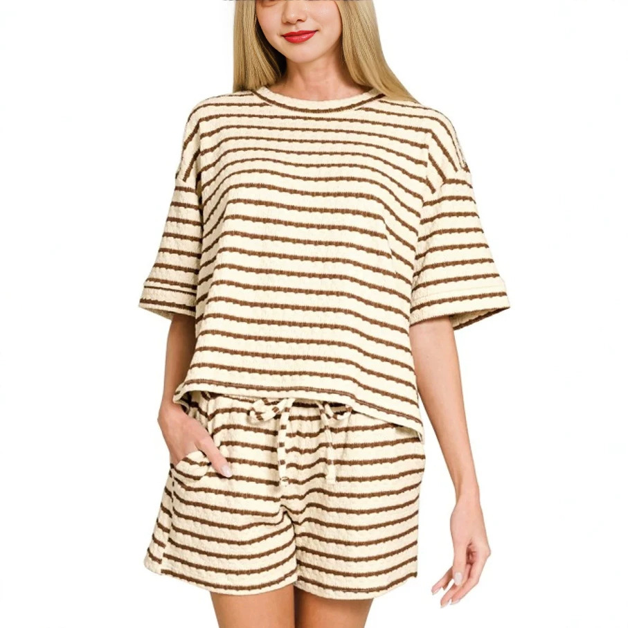 Striped Crewneck Short Sleeve & Shorts Set