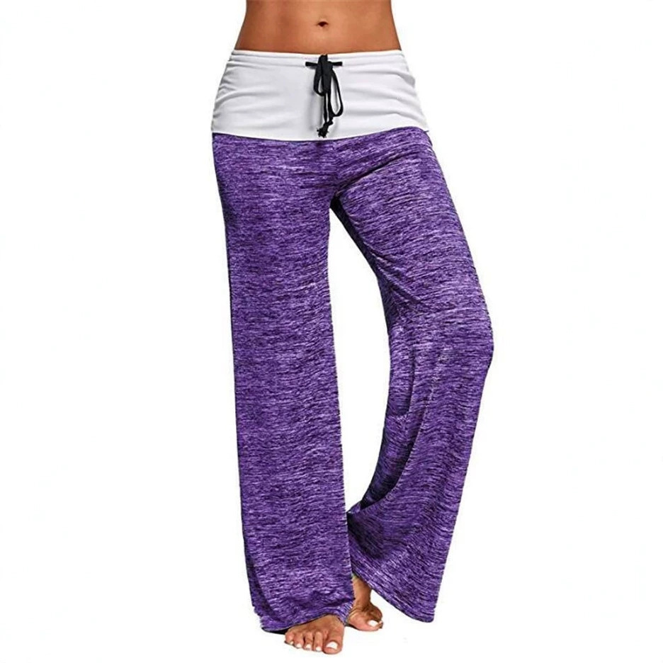 Wide-Leg High-Waist Colorblock Drawstring Lounge Pants