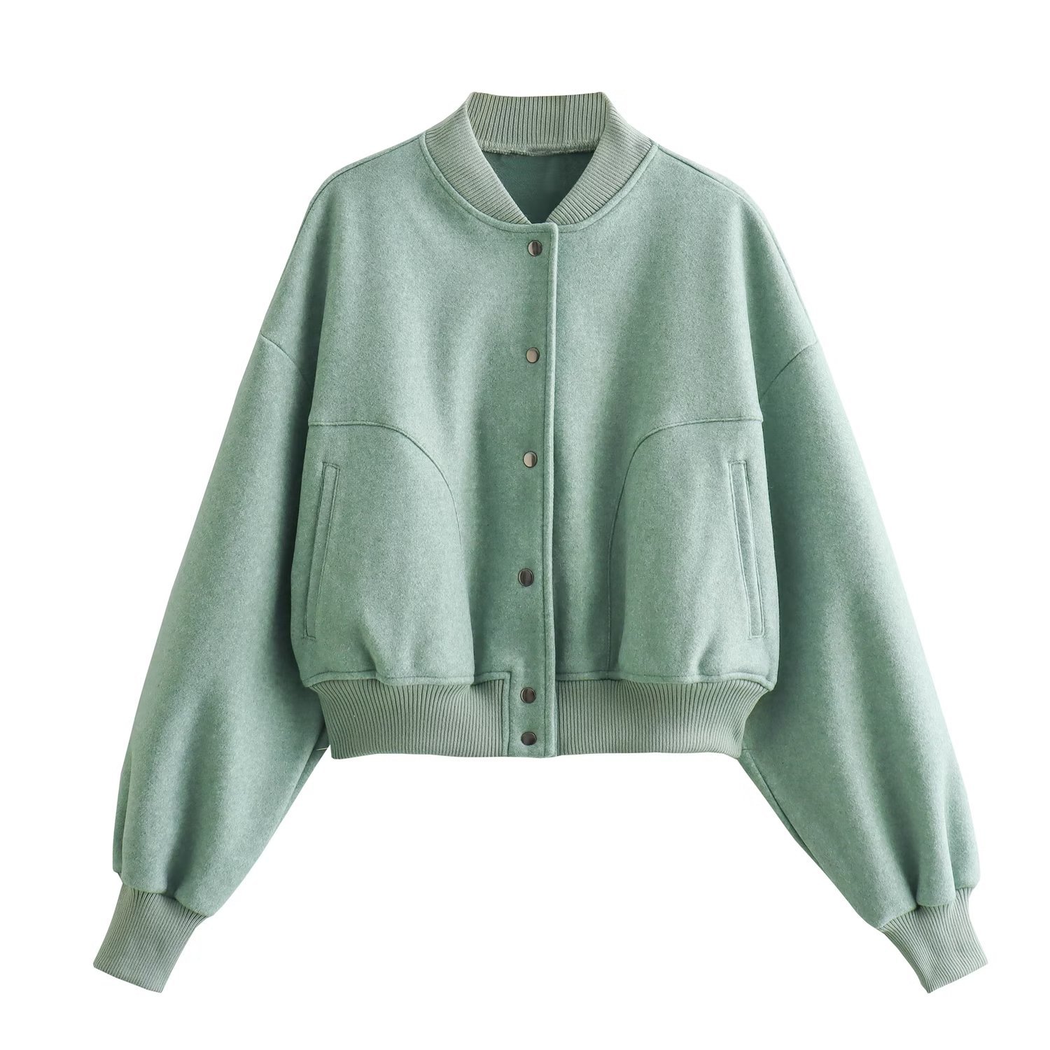 Women's Cropped Bomber Jacket, American Style, Polyester
