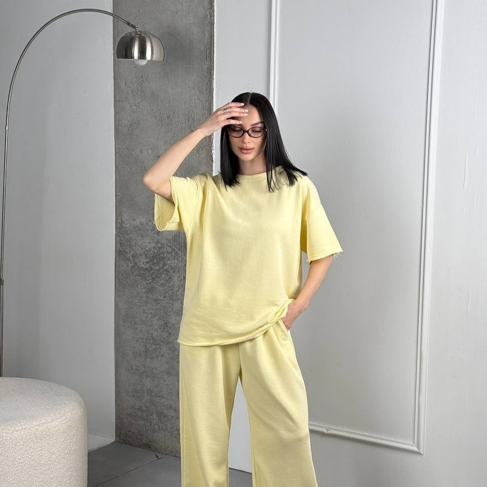 Women's Two-Piece T-Shirt and Pants Set Crew Neck Short Sleeve Macaron Colors