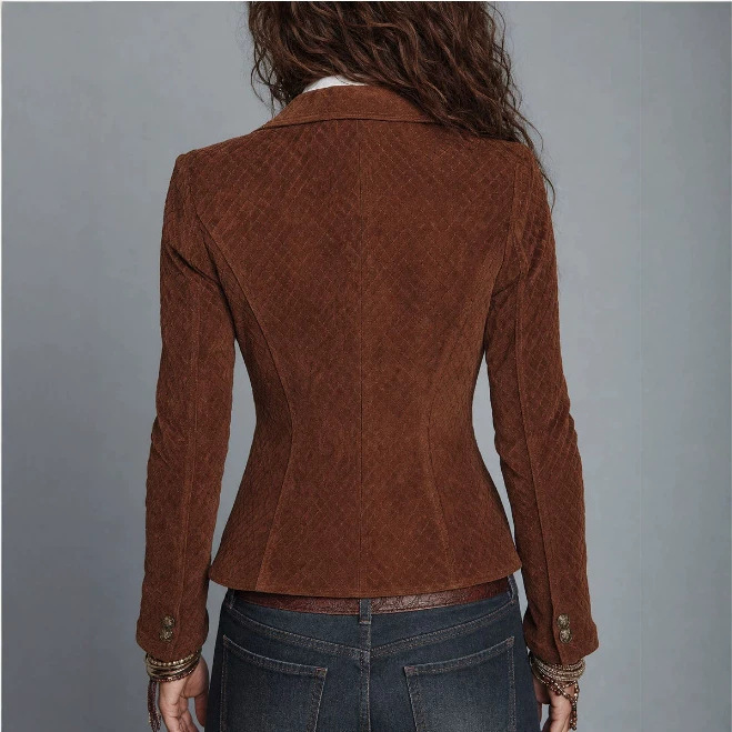 Retro Lapel Single-Button Blazer