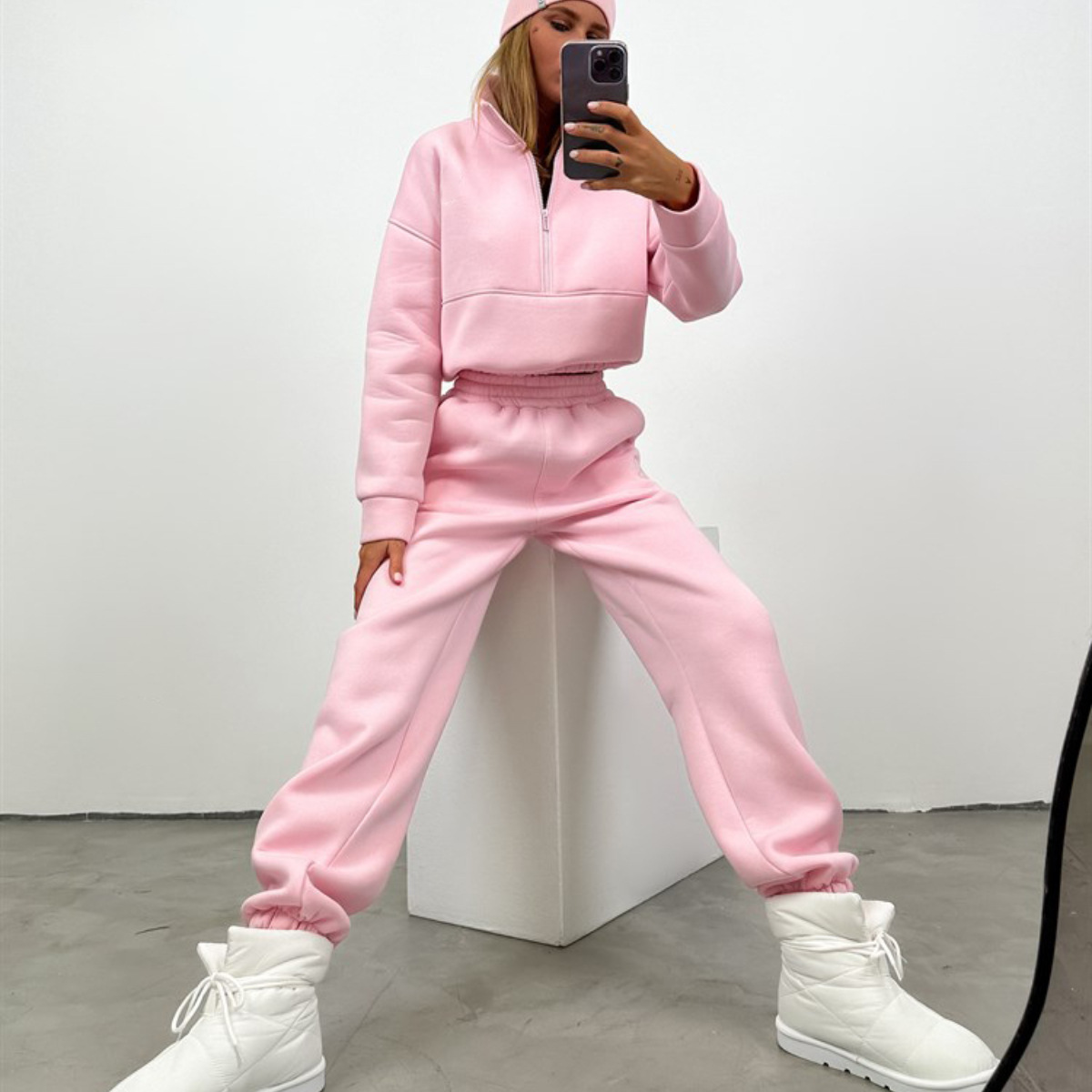 Women's Zip-Up Hoodie and Pants Casual Set