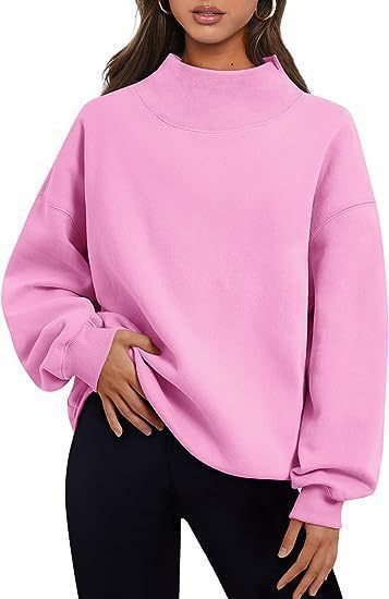Women's Fleece-Lined Sweatshirt Half Turtleneck Loose Fit