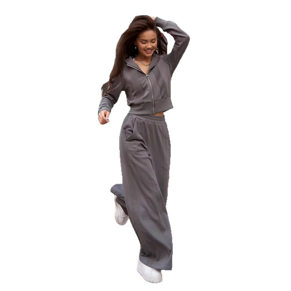 Women's Casual Hooded Zip-Up Sweatsuit Set Long Sleeve Jacket and Pants