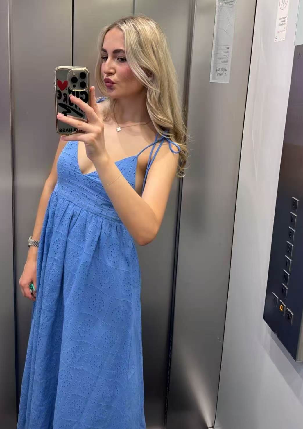 V-Neck Cutout Waist Midi Cami Dress