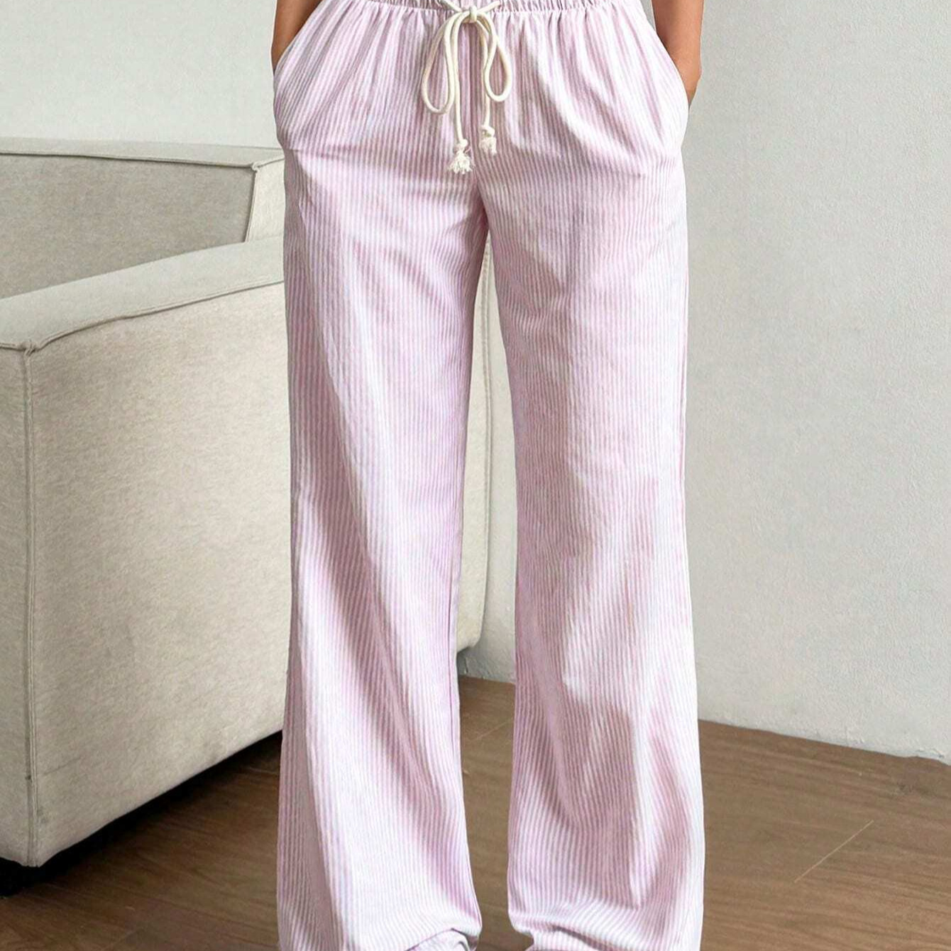 Striped Wide-Leg Casual Pants