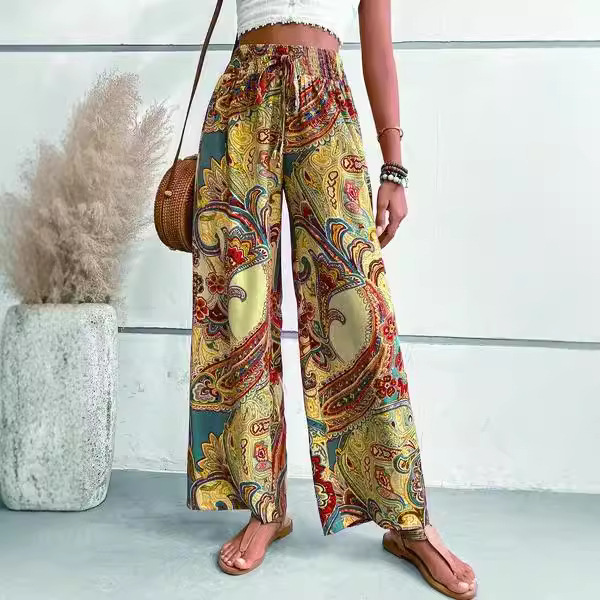 Women's Digital Print Bohemian Elastic Waist Loose Casual Pants