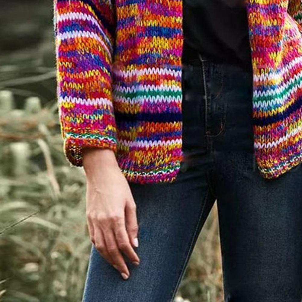 Striped Knit Loose Cardigan Lightweight Women's Sweater Coat