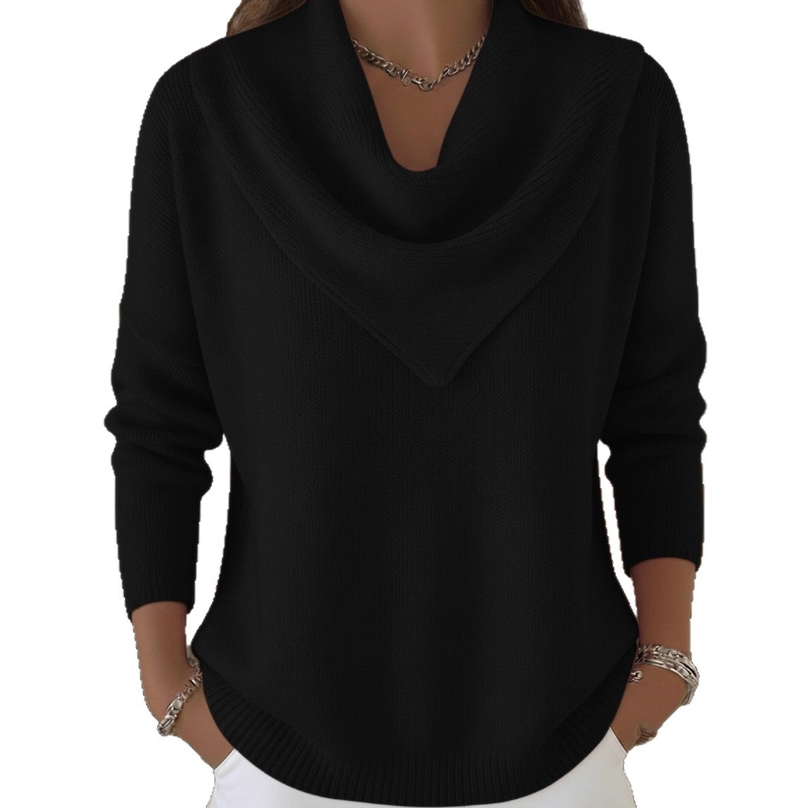 Women's Solid Color Long Sleeve Pullover Sweater