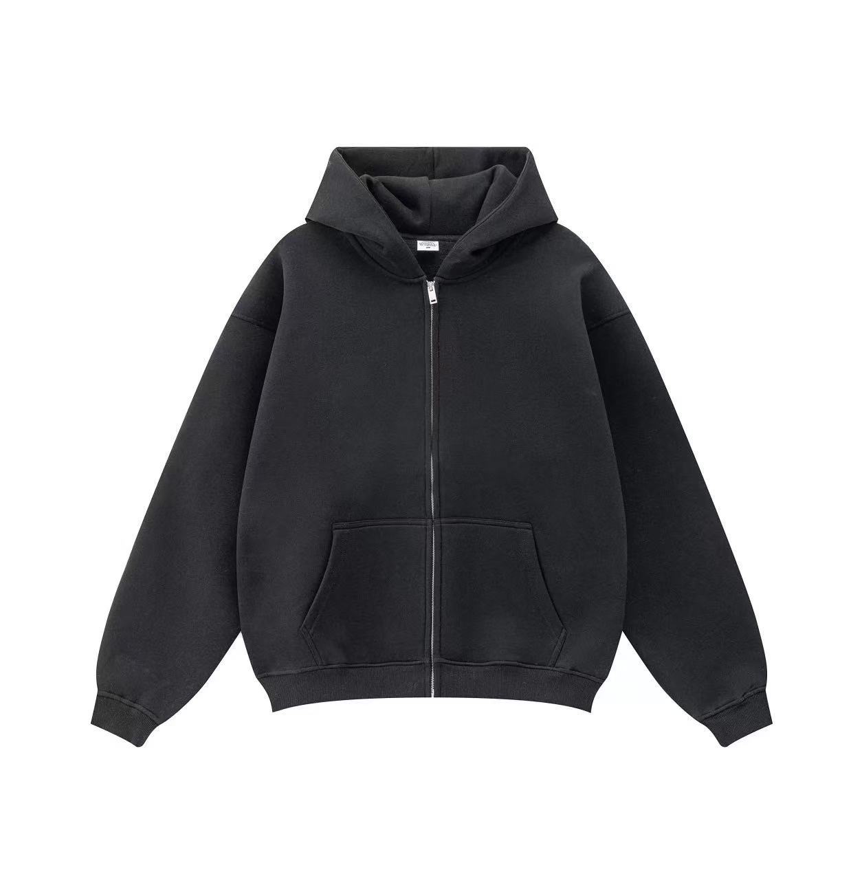 Women's Solid Color Hooded Zip-Up Sweatshirt Jacket