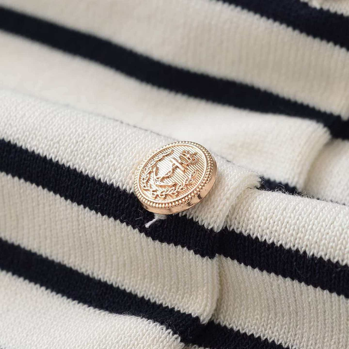 Striped Knit Cardigan Sweater Button Front Long Sleeve