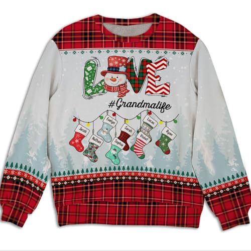 Women's Christmas Forest Snowman Print Crewneck Sweatshirt