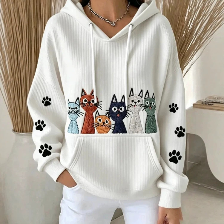 Women's Cat Paw Print Casual Sweatshirt