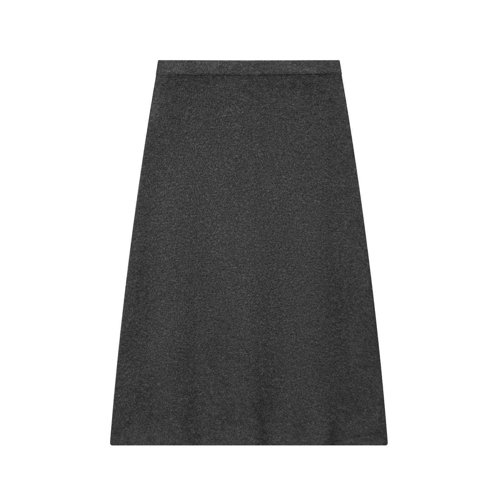 Dark Gray V-Neck Knit Two-Piece Skirt Set