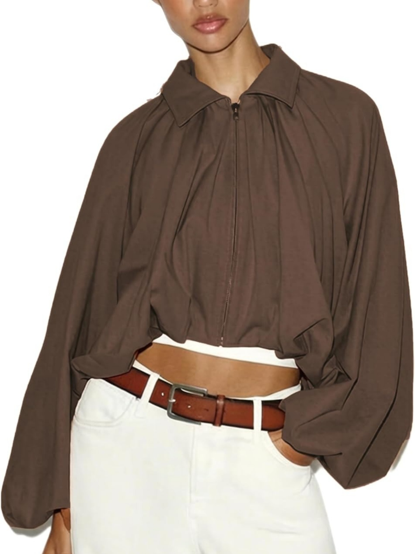 Solid Color Casual Sweet Bomber Jacket for Women