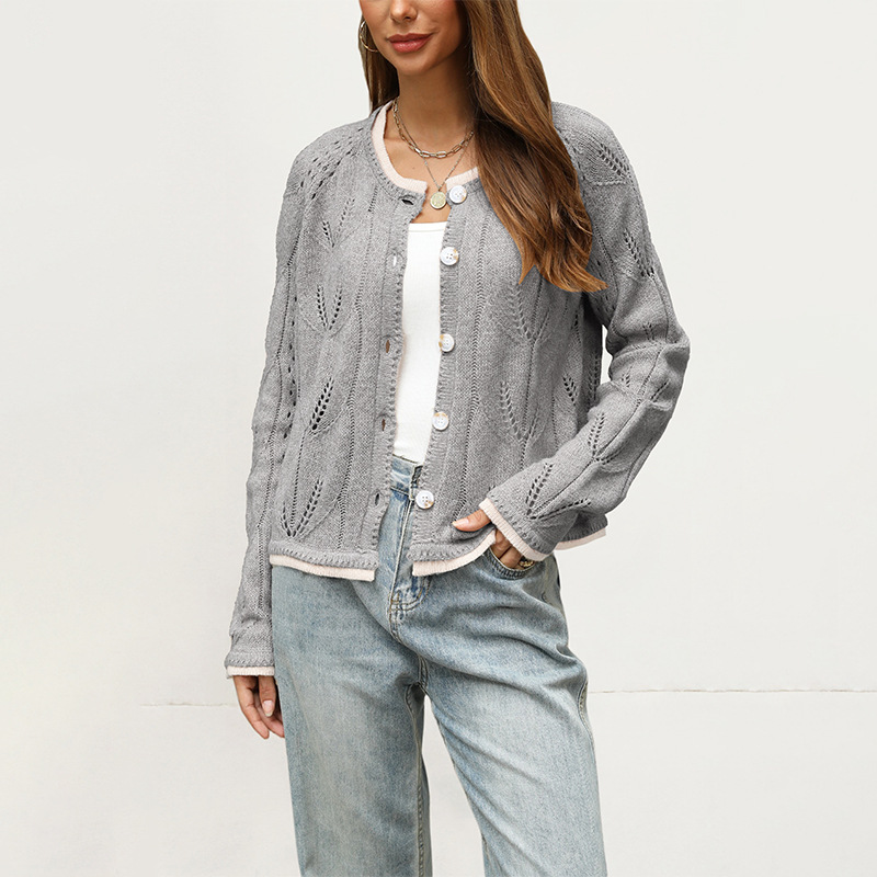 Women's Loose Long Sleeve Knit Cardigan Button-Up Sweater Coat