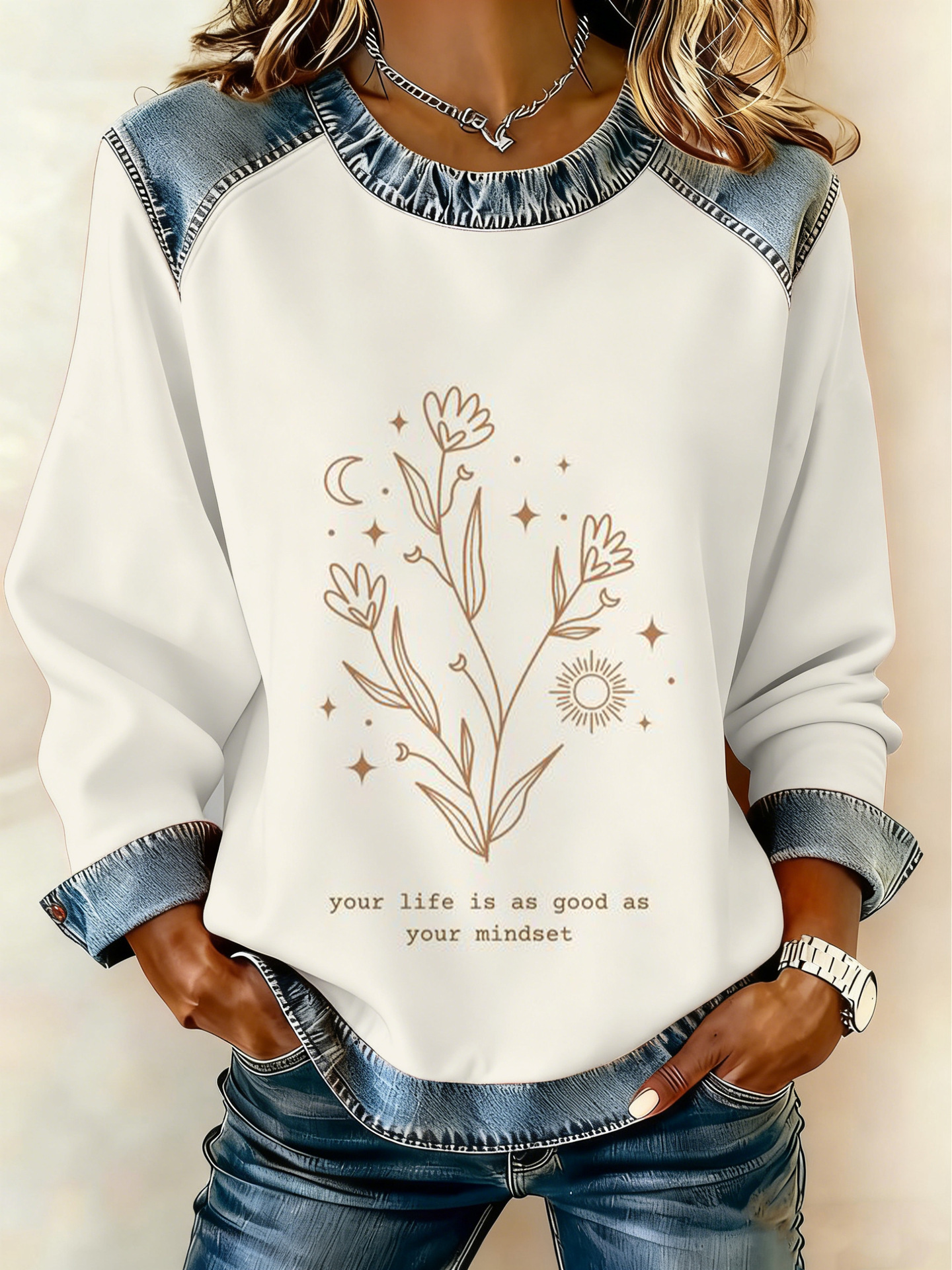 Women's Animal Lion Tiger Print Crewneck Sweatshirt