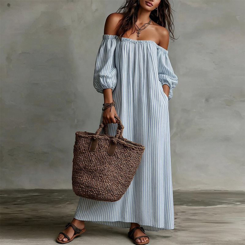 Striped Off-Shoulder French Dress