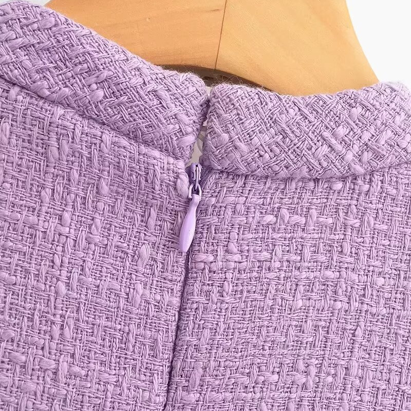 Women's Chic Tweed-Style Short-Sleeve Bodycon Dress