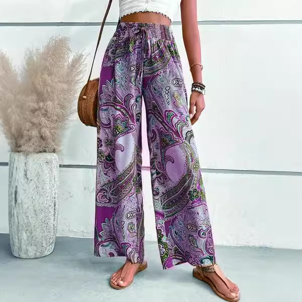 Women's Digital Print Bohemian Elastic Waist Loose Casual Pants