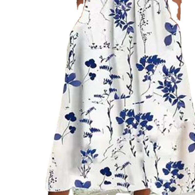Women's Floral Print Sleeveless Midi A-Line Dress
