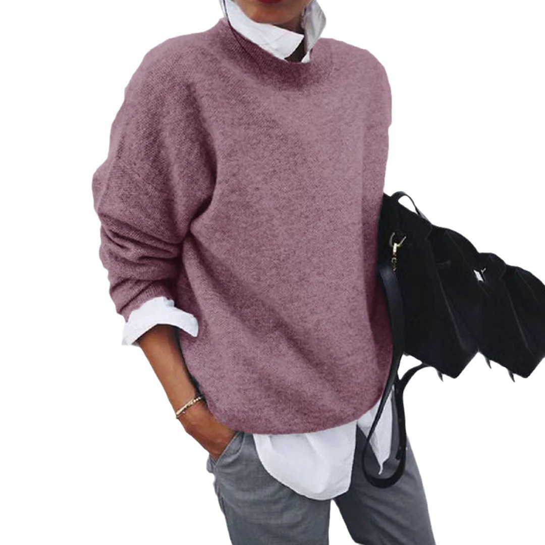 Women's Faux-Layer Crewneck Long-Sleeve Sweater Shirt