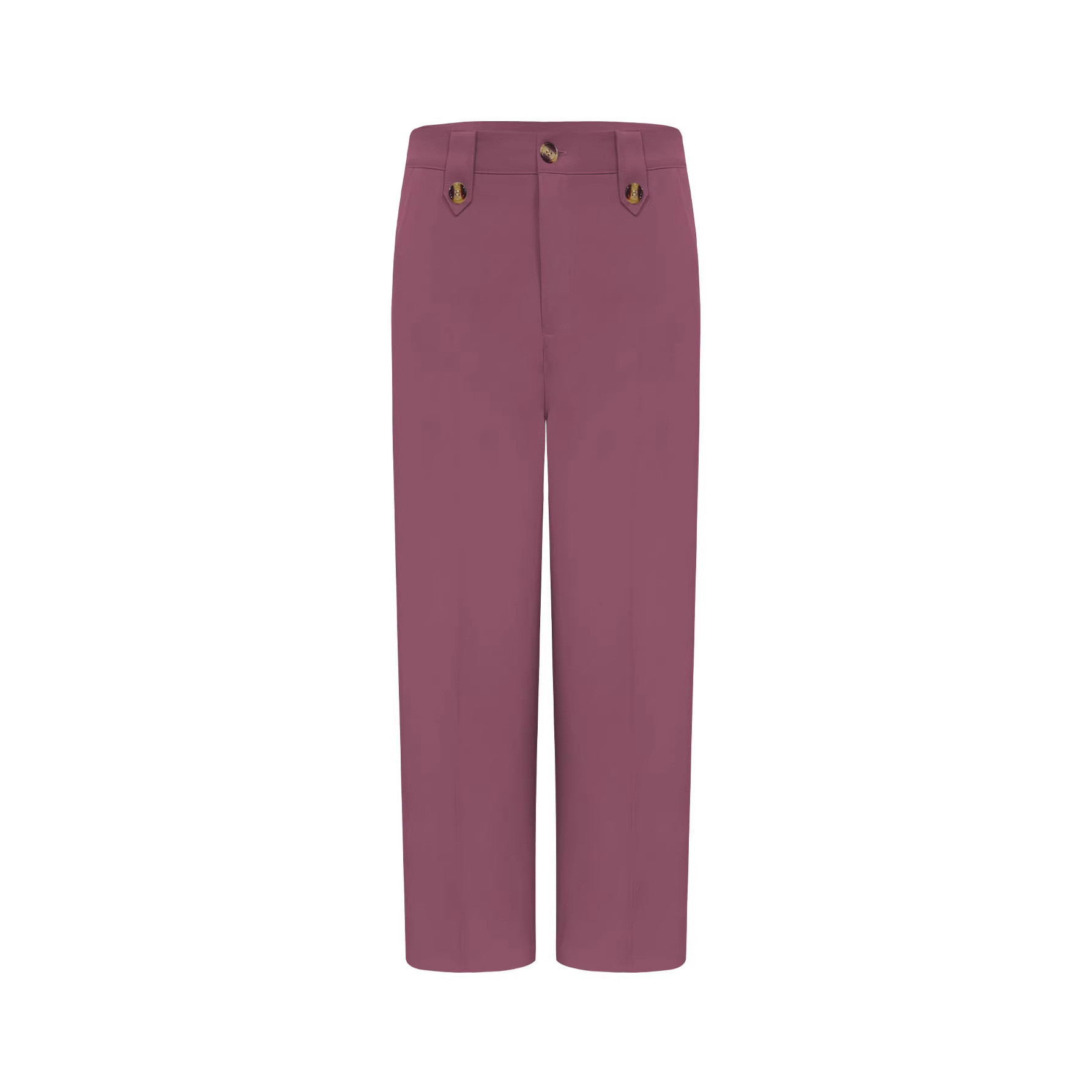 High-Waist Straight-Leg Cropped Suit Pants for Women Solid Color