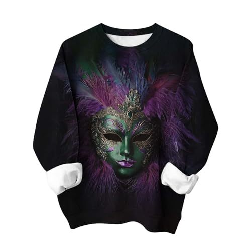 Women's St. Patrick's Day Mask Print Crewneck Sweatshirt