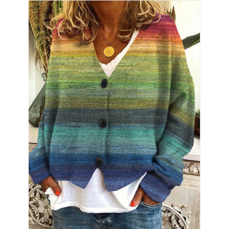 Christmas Abstract Print Casual Cloak Cardigan