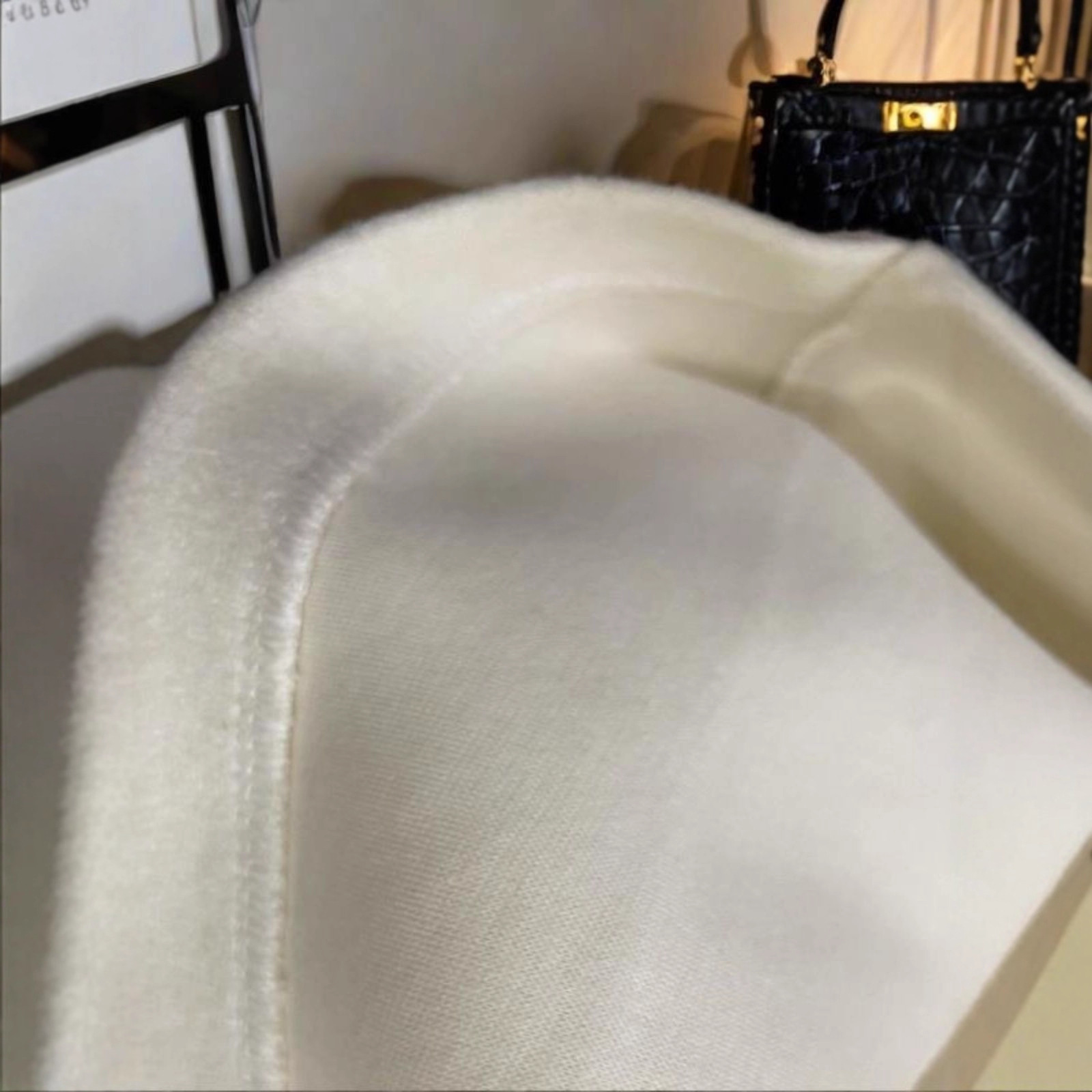 Off-White High-Waist Wide-Leg Fleece-Lined Pants
