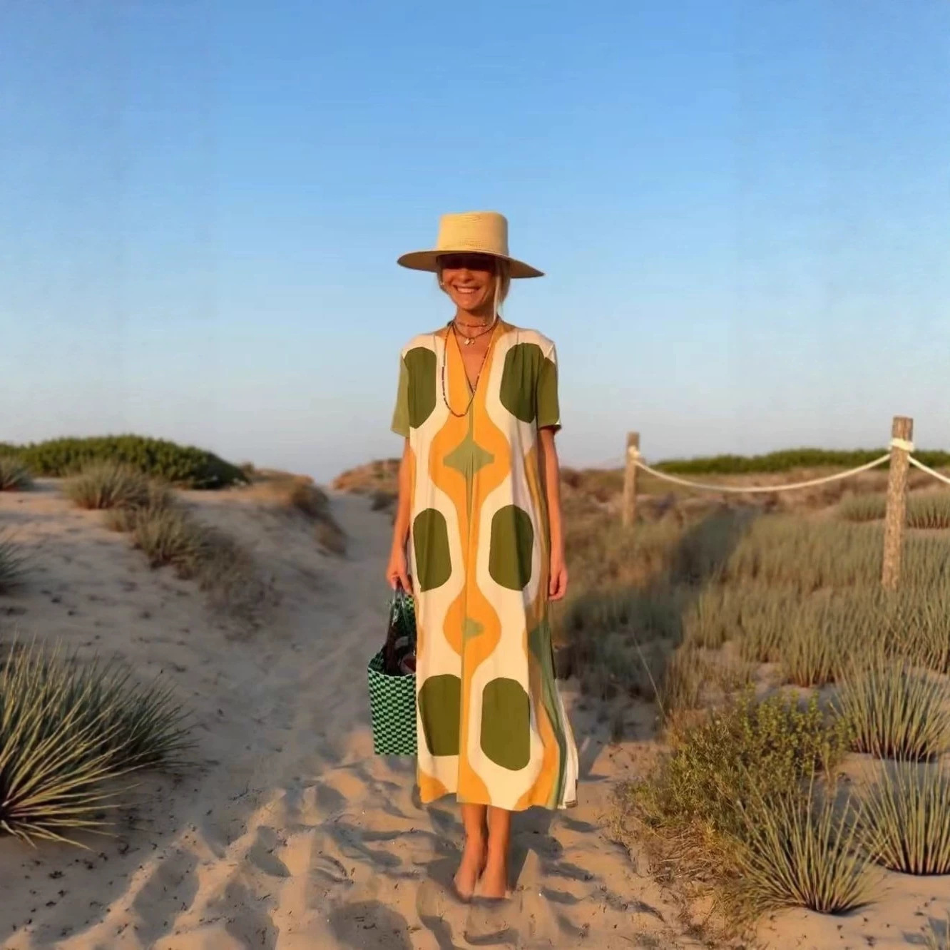 Women's V-Neck Loose Vacation Dress