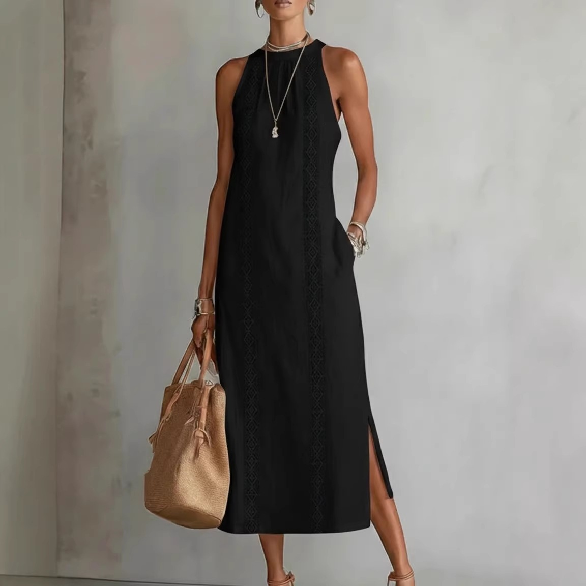 Women's Solid Color Loose Long Shirt Dress Casual