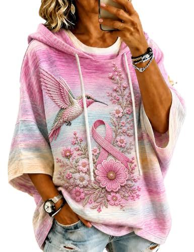Women's Ribbon Floral Bird Print Casual Hoodie