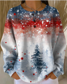 Women's Plaid Pumpkin Floral Butterfly Print Button Sweatshirt
