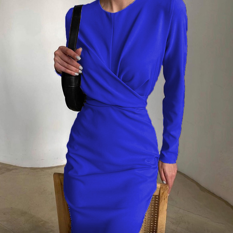 Women's Long Sleeve French Vintage Slim Fit Bodycon Midi Dress