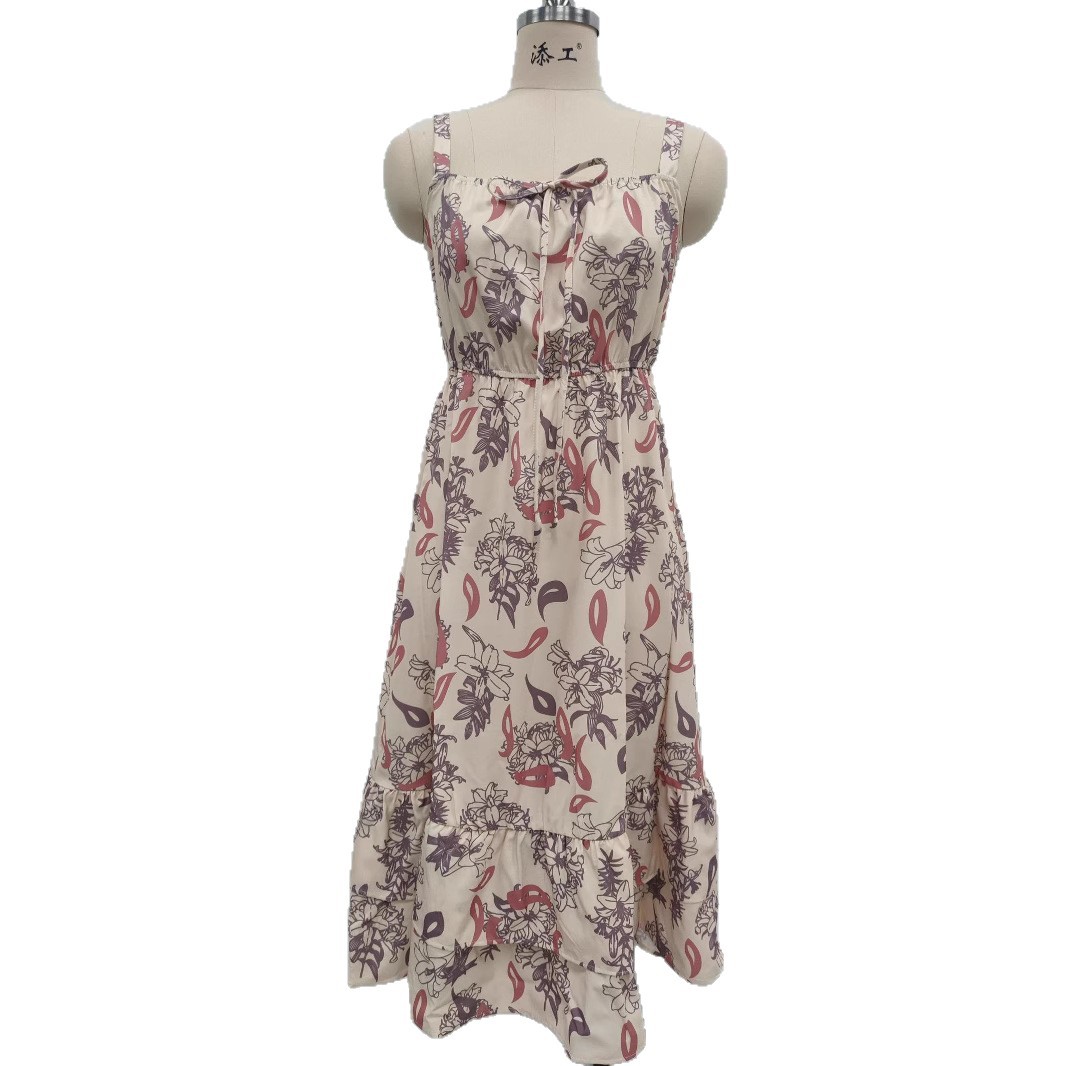 Floral Square Neck Cami Bohemian Midi Dress