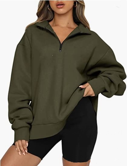 Women's Half-Zip Fleece-Lined Pullover Sweatshirt