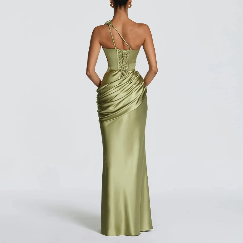 Women's Slim-Fit Solid Halter Cutout Long Dress
