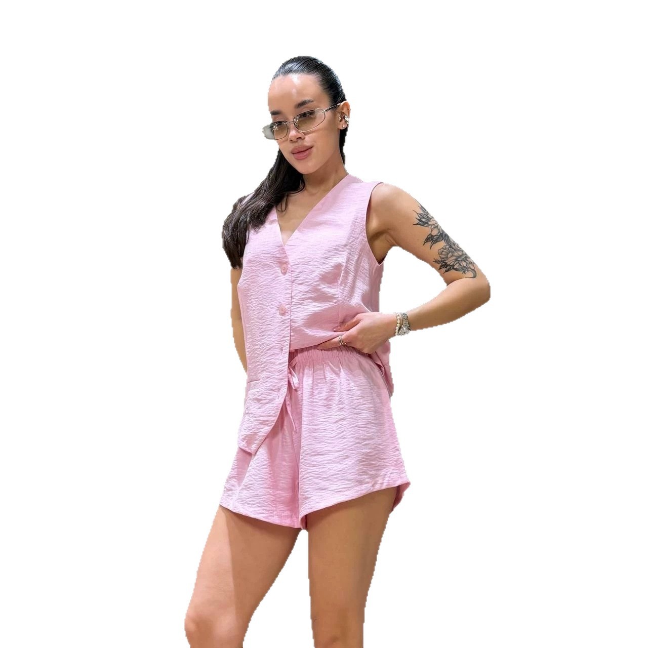 Women's Sleeveless Vest and Shorts Two-Piece Set