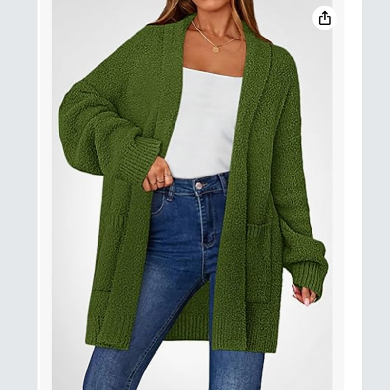 Korean Velvet Pocket Knit Cardigan Solid Loose Sweater Coat