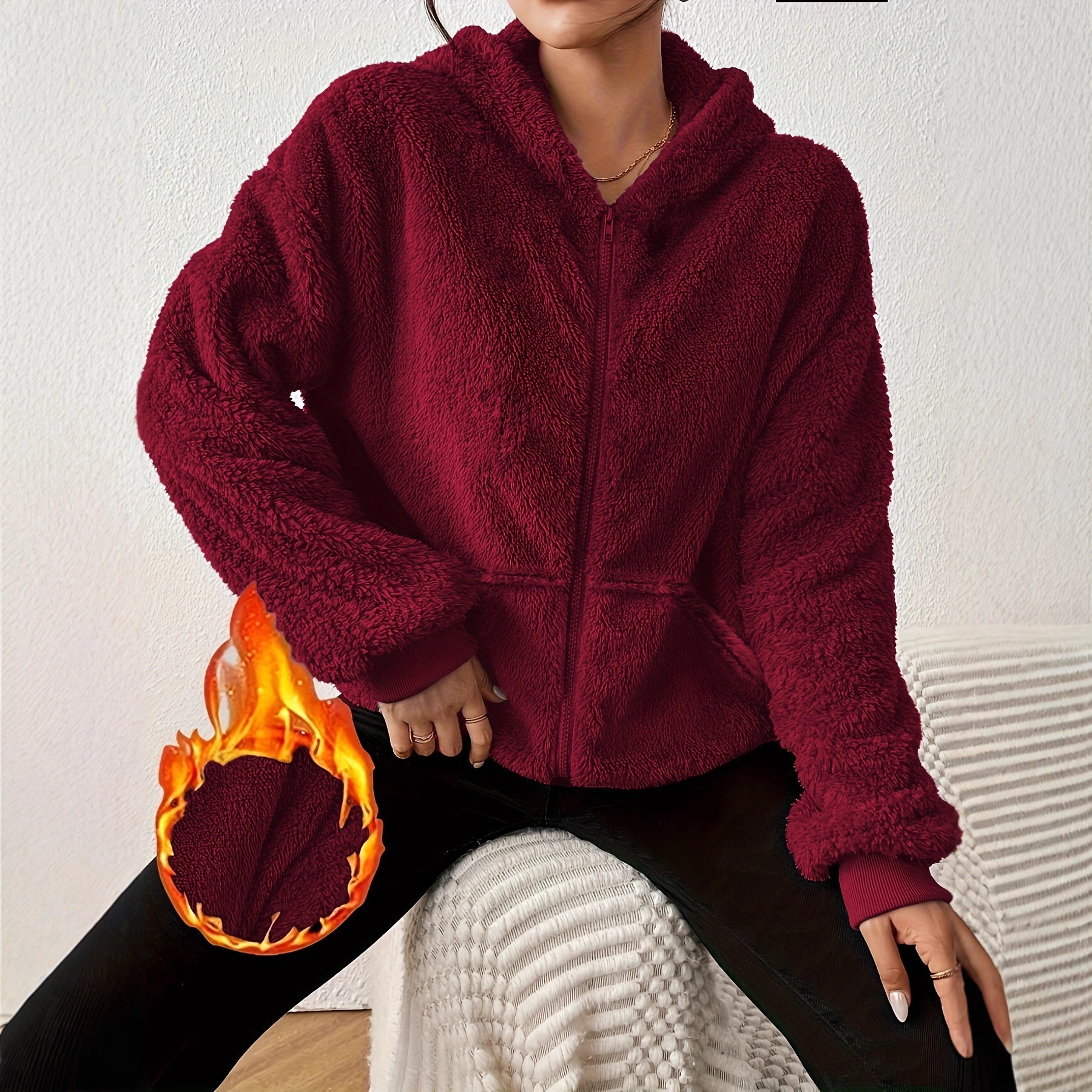 Women's Long Hooded Fleece-Lined Pullover Sweatshirt