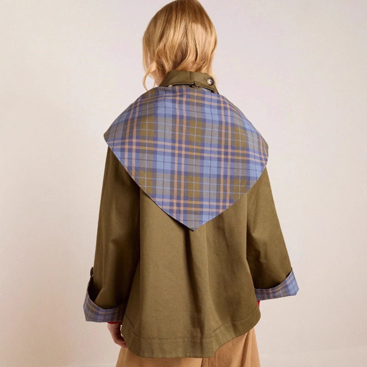 Women's Reversible Embroidered Jacket with Lapel Collar and Pockets