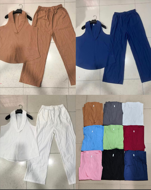 Women's Halter V-Neck Sleeveless Casual Two-Piece Set