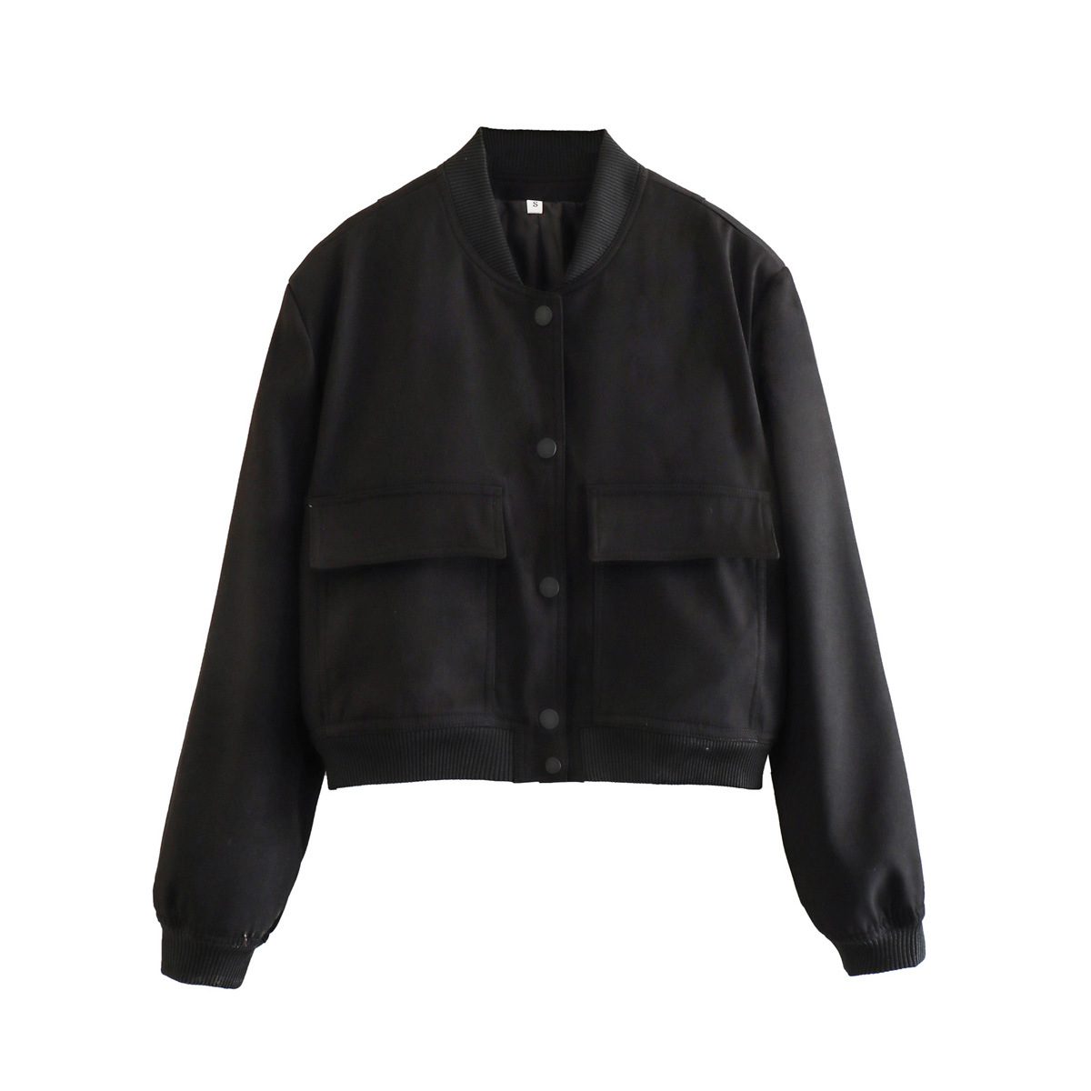Women's Stand Collar Big Pocket Jacket Short Oversized