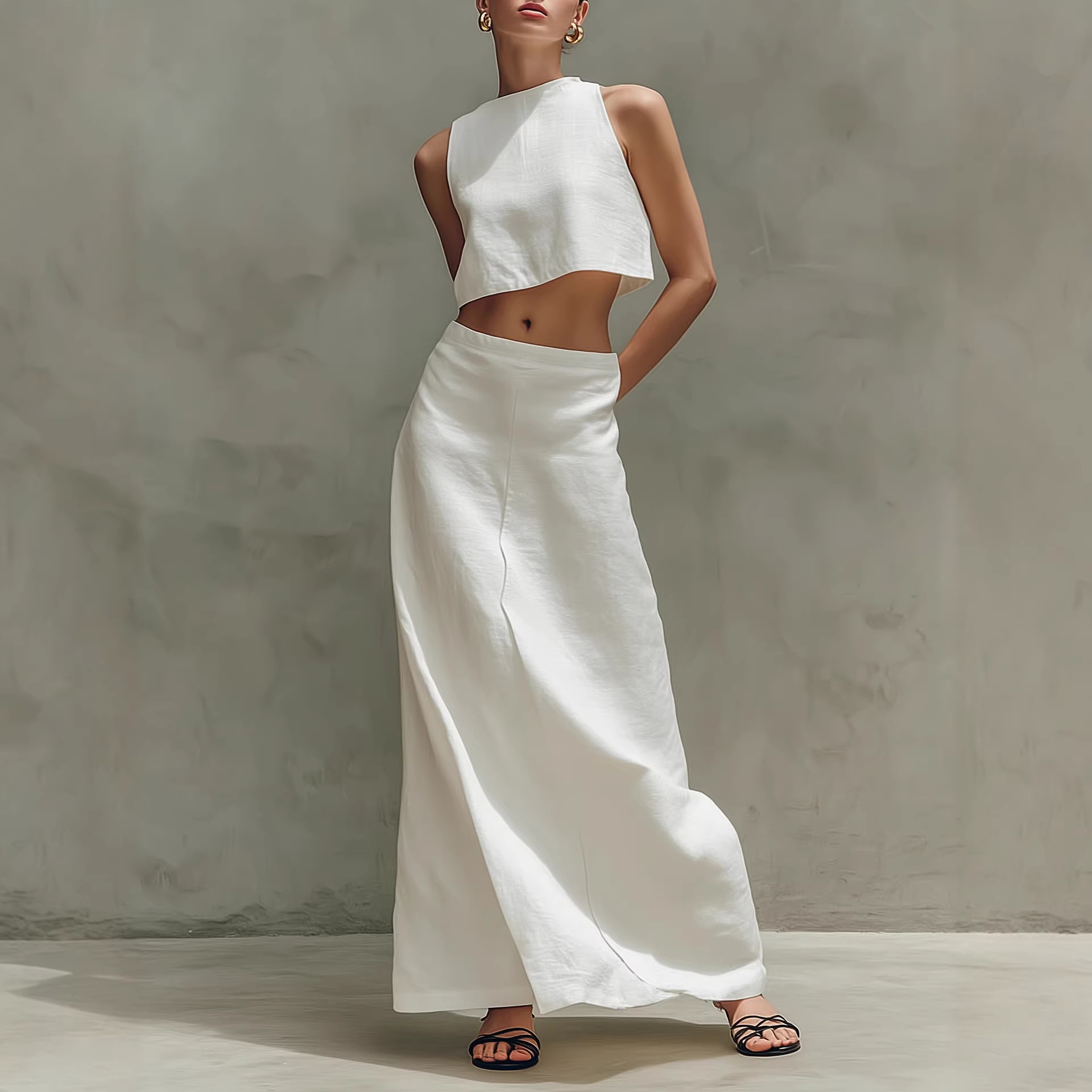 Sleeveless Top and Long Skirt Two-Piece Set