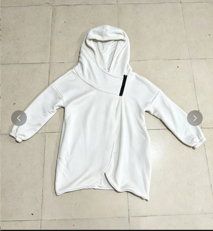Women's Long-Sleeve Black Hooded Zip-Up Jacket with Front Pockets
