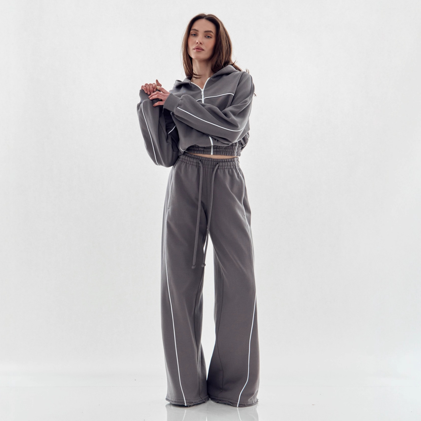 Women's Casual Hooded Zip Cardigan & Jogger Two-Piece Set