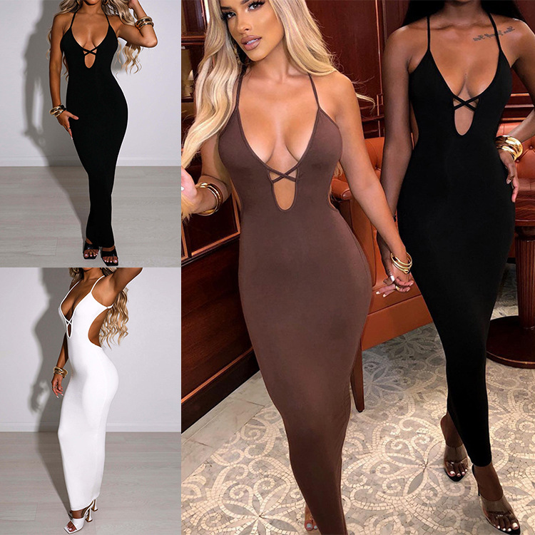 Women's Summer Lace-Up Backless Bodycon Dress
